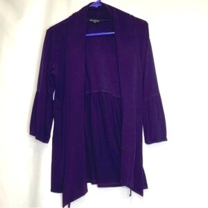 ZEN KNITS open Fron Long‎ Sleeve Purple Cardigan Stretchy  can tie waist size M